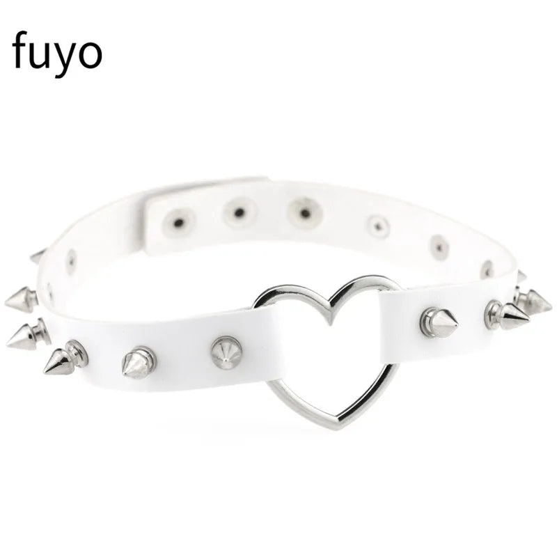 Weiß Sexy Vegan Choker Halsketten Punk Harajuku Goth Kragen Kette Traktion Halskette Leder Bondage Cosplay Party Schmuck Grunge