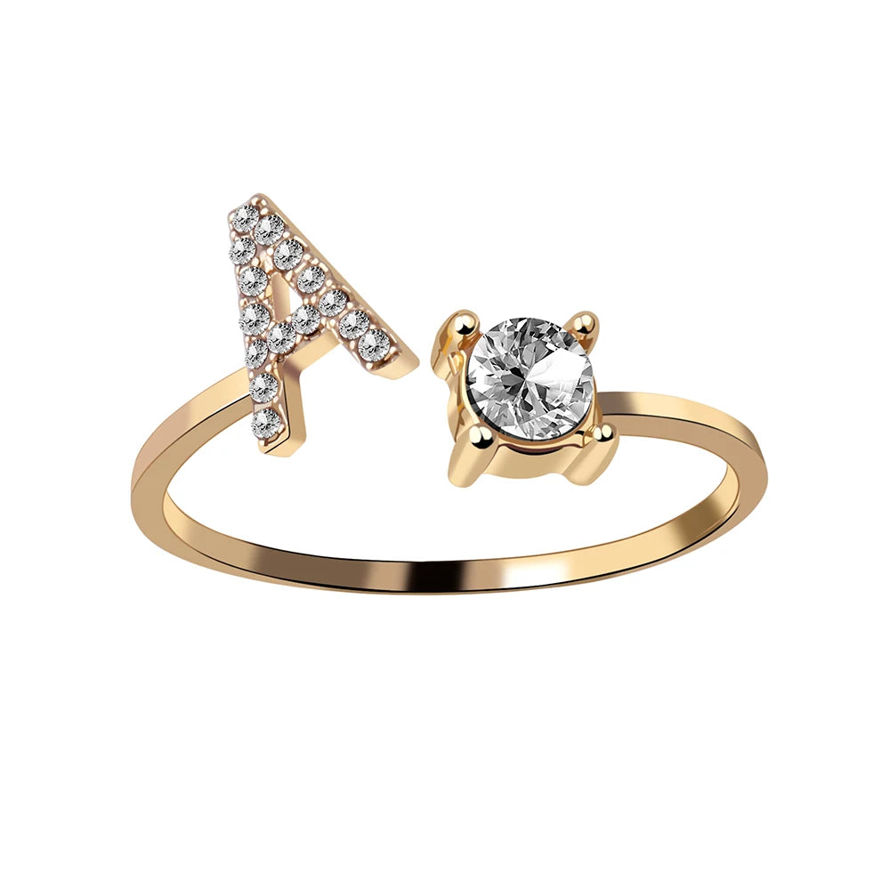 Mode 26 Initial Brief Ring Silber Farbe Persönlichkeit Finger Ringe Frauen Einfache Elegante Schmuck Freundschaft Geschenk Großhandel