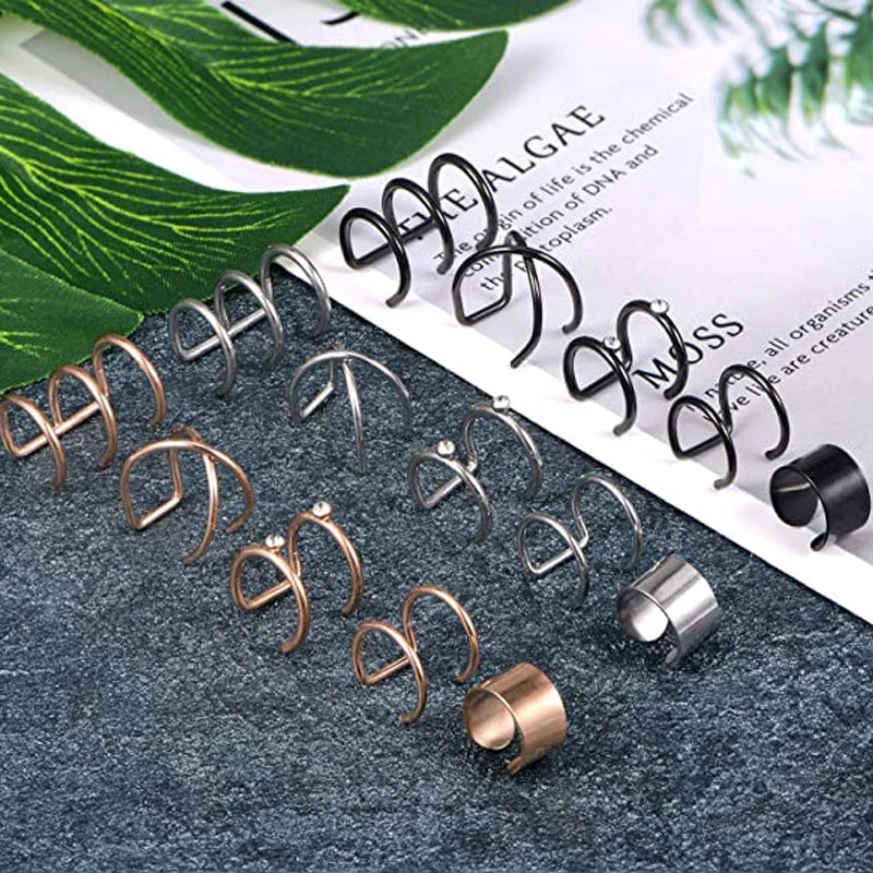 1 Stücke/15 Stücke Edelstahl Ohrstulpe Helix Knorpel Clip On Wrap Ohrringe Gefälschter Nasenring Nicht-Piercing Einstellbar Männer Frauen