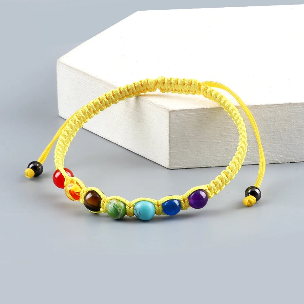 Handgewebtes 7-Chakra-Heilperlen-Armband für Männer, 6 mm, Naturstein, Gebetsarmbänder, Paare, modischer Armreif, Damen, Yoga, Schmuck, Geschenk