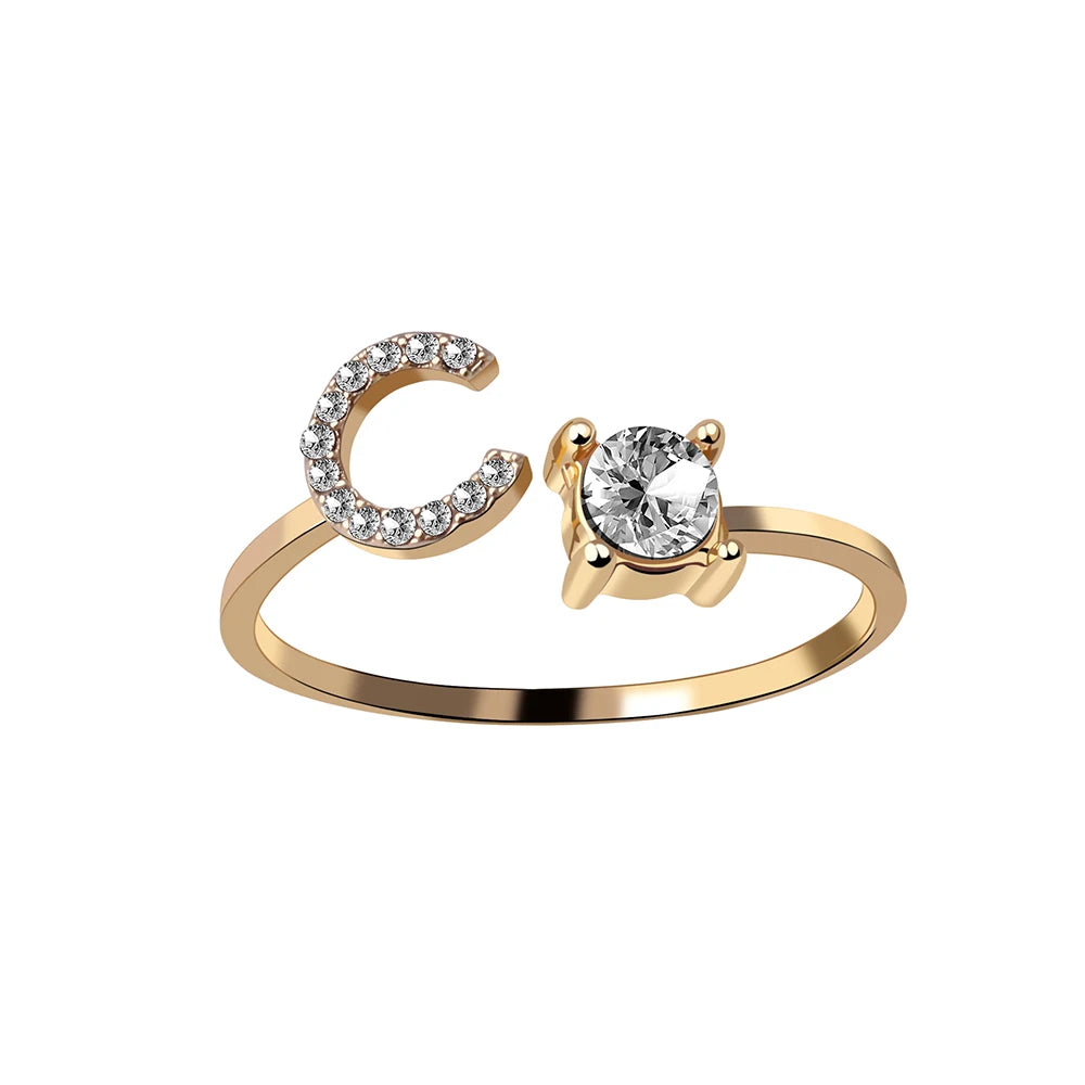 Mode 26 Initial Brief Ring Silber Farbe Persönlichkeit Finger Ringe Frauen Einfache Elegante Schmuck Freundschaft Geschenk Großhandel