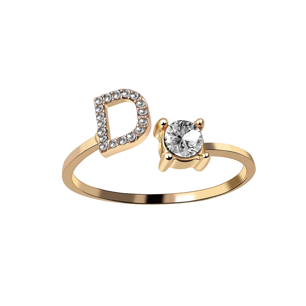 Mode 26 Initial Brief Ring Silber Farbe Persönlichkeit Finger Ringe Frauen Einfache Elegante Schmuck Freundschaft Geschenk Großhandel