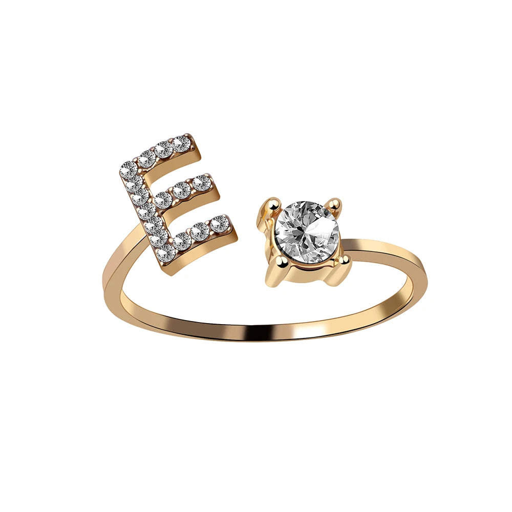 Mode 26 Initial Brief Ring Silber Farbe Persönlichkeit Finger Ringe Frauen Einfache Elegante Schmuck Freundschaft Geschenk Großhandel