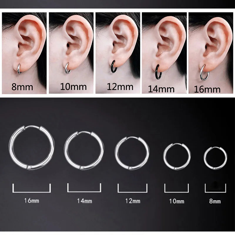 1 Paar Damen/Herren-Ohrringe aus Edelstahl mit kleinen Creolen, Piercing, Ohrknorpel, Tragus, einfacher dünner Kreis, antiallergische Ohrschnalle