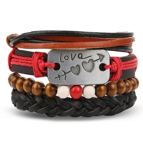 IFMIA Vintage Multi-Schicht Blatt Leder Armbänder für Männer Mode Handgemachte Holz Perlen Geflochtene Wrap Armband Schmuck Geschenk 2019 neue