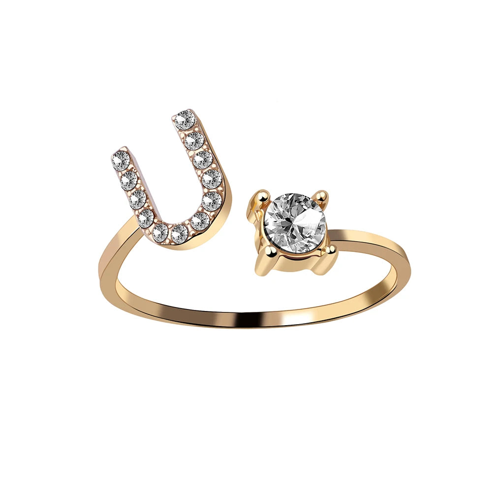 Mode 26 Initial Brief Ring Silber Farbe Persönlichkeit Finger Ringe Frauen Einfache Elegante Schmuck Freundschaft Geschenk Großhandel
