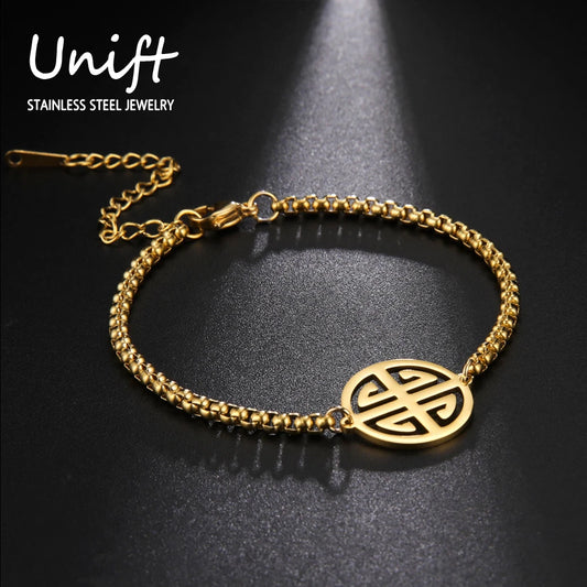 Unift Original Geld Amulett Armband auf Hand Mann Frauen Edelstahl Kette Armband chinesische Glück Reichtum Talisman Schmuck Geschenk
