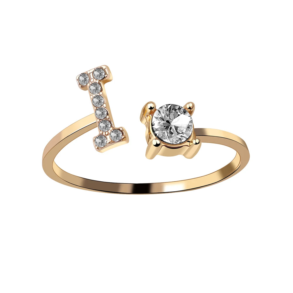 Mode 26 Initial Brief Ring Silber Farbe Persönlichkeit Finger Ringe Frauen Einfache Elegante Schmuck Freundschaft Geschenk Großhandel