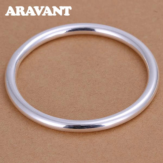 Aravant Schlichter runder Armreif aus 925er Silber für Herren und Damen, Modeschmuck