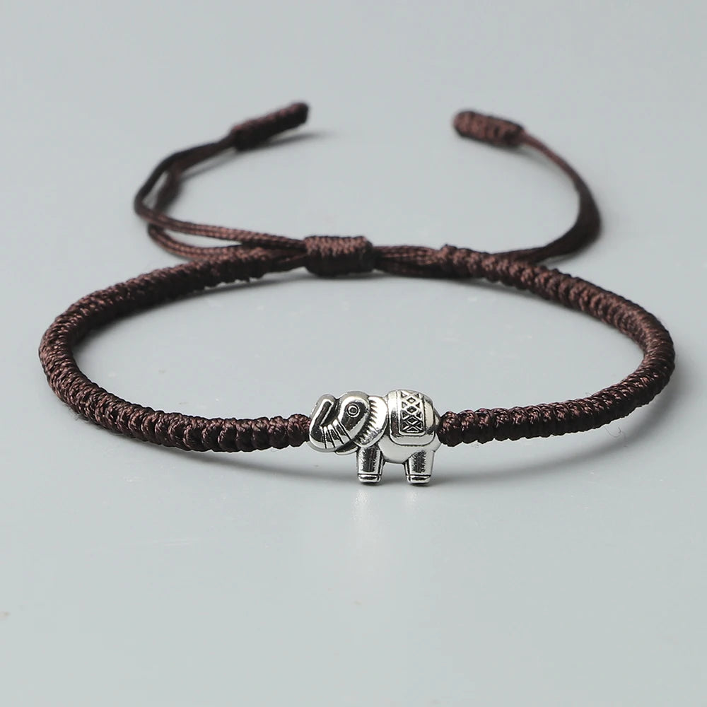 Retro-Elefant-Armbänder, glückliches geflochtenes Kettenarmband für Damen und Herren, viel Glück, Freundschaft, Wunsch-Geschenk, Schmuck, handgefertigt, verstellbar