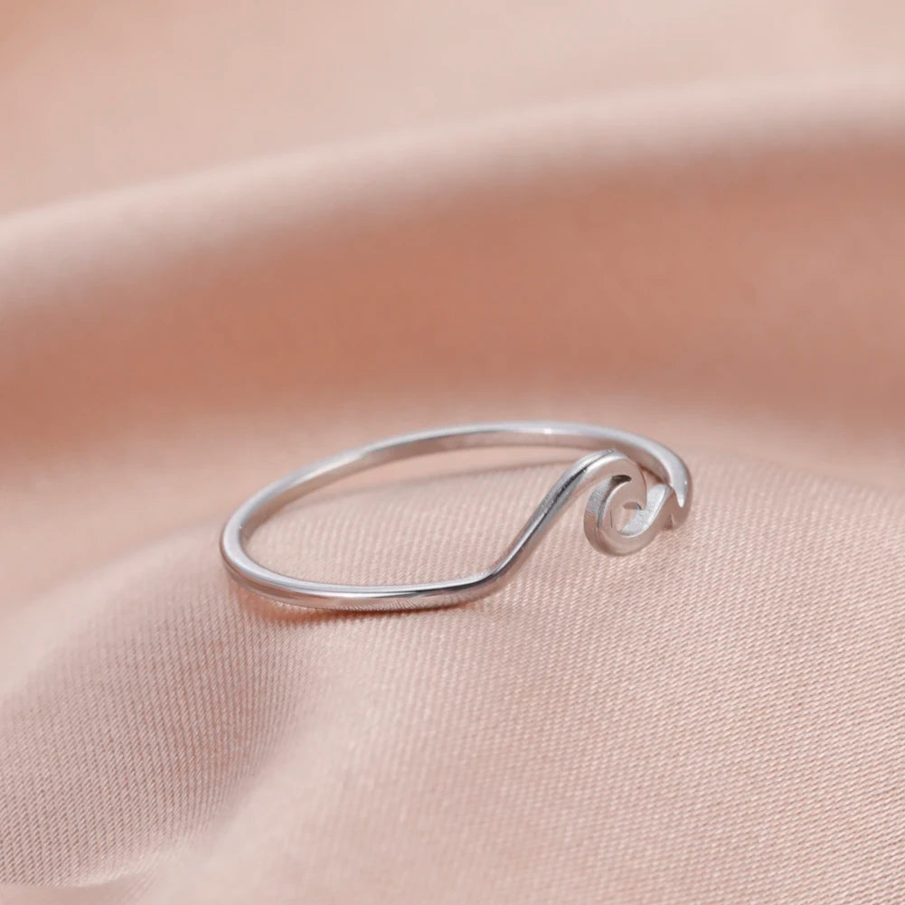 COOLTIME Einfache Meereswellen-Paarringe 2025, Trend Ocean Surf Edelstahl, gepaarte Ringe für Damen und Herren, Hochzeit, Geburtstag, Schmuck