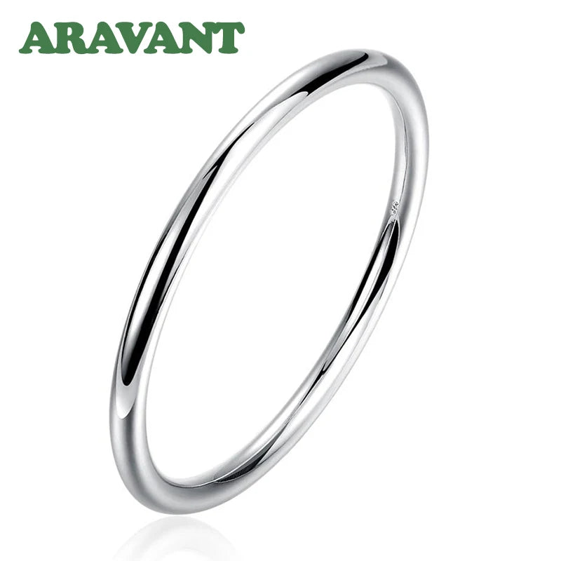 Aravant Schlichter runder Armreif aus 925er Silber für Herren und Damen, Modeschmuck
