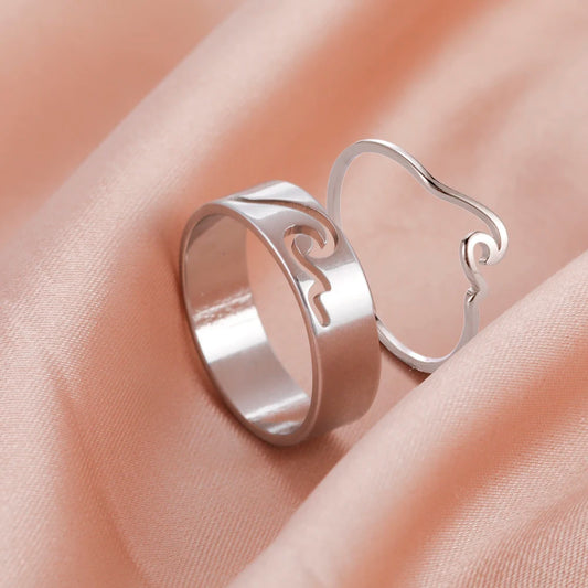 COOLTIME Einfache Meereswellen-Paarringe 2025, Trend Ocean Surf Edelstahl, gepaarte Ringe für Damen und Herren, Hochzeit, Geburtstag, Schmuck