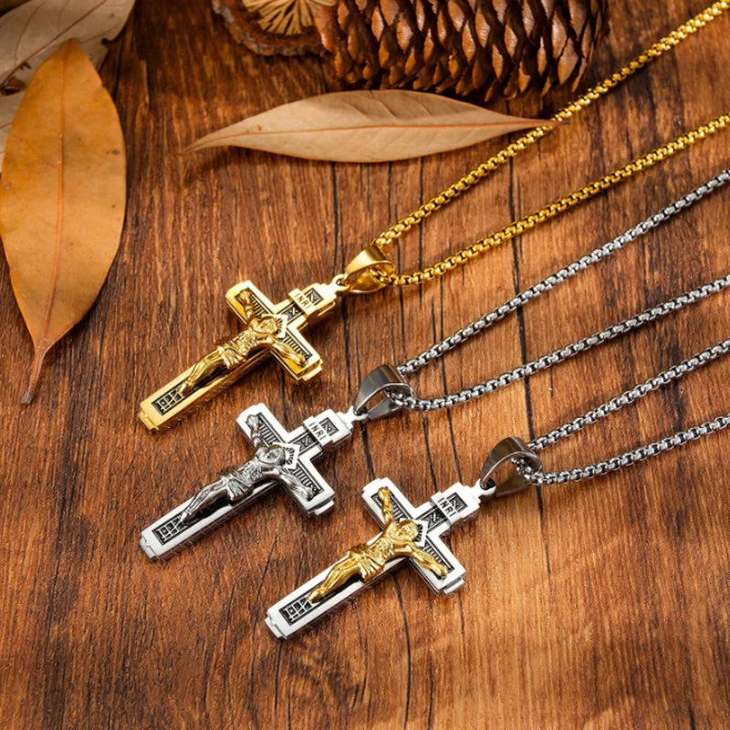 Vintage Jesus Kreuz Anhänger Männer und Frauen Amulett Halskette katholischen christlichen religiösen Gebet Schmuck Geschenk