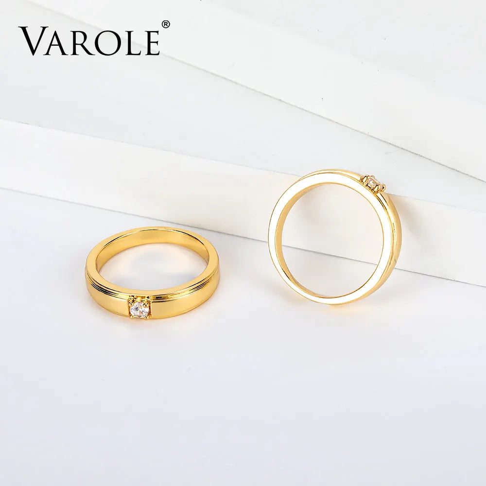 VAROLE Punk Ringe Für Frauen mit Großen CZ Gold Farbe Minimalistischen Ring Mode Schmuck Anillos Mujer Geschenke