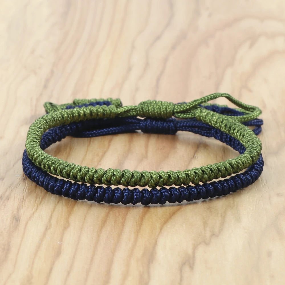 Geflochtene Armbänder Männer Frauen Handarbeit Gewebt Dunkelblau Grün Seil Armband Yoga Armreifen Beste Freund Schmuck Paar Geschenke Unisex