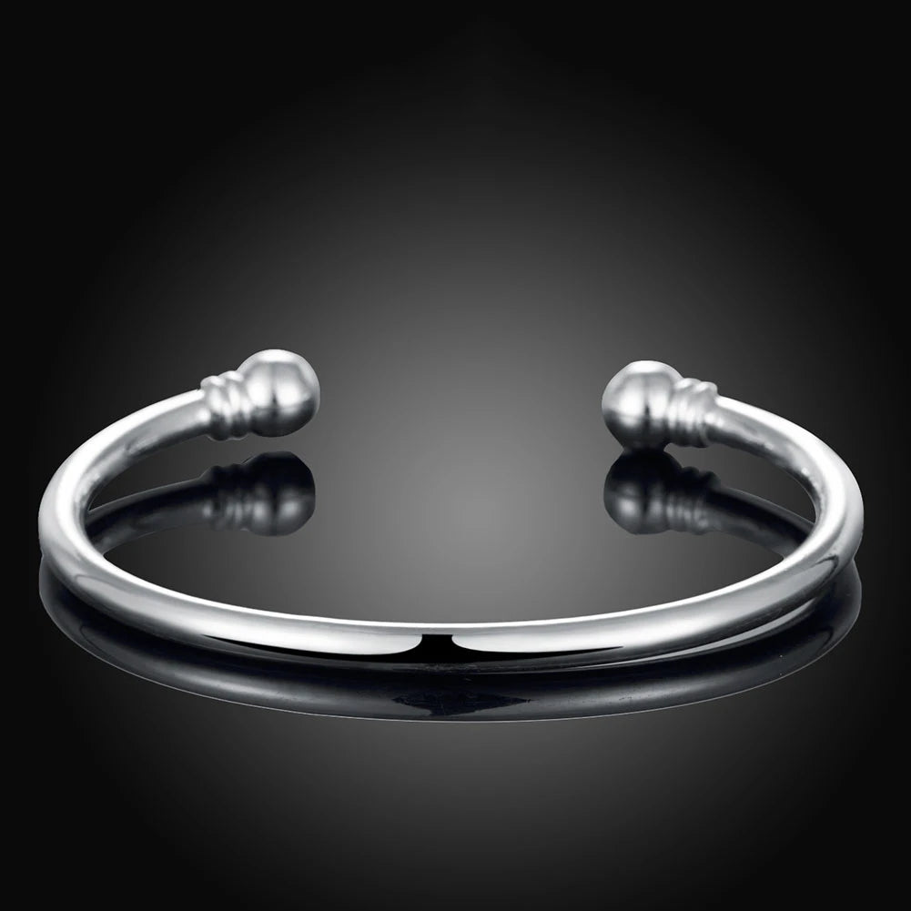 Heiße 925 Sterling Silber Manschette Armbänder für Frauen einfache elegante Armreifen Mode Hochzeits feier Schmuck Weihnachts geschenke