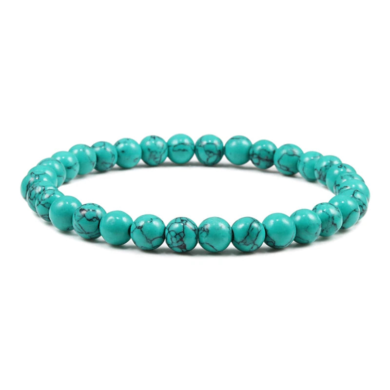 Natürliche Stein Elastische Armband 6mm Charme Männer Schwarz Lava Blau Perlen Strang Armbänder für Frauen Yoga Meditation Schmuck pulseira