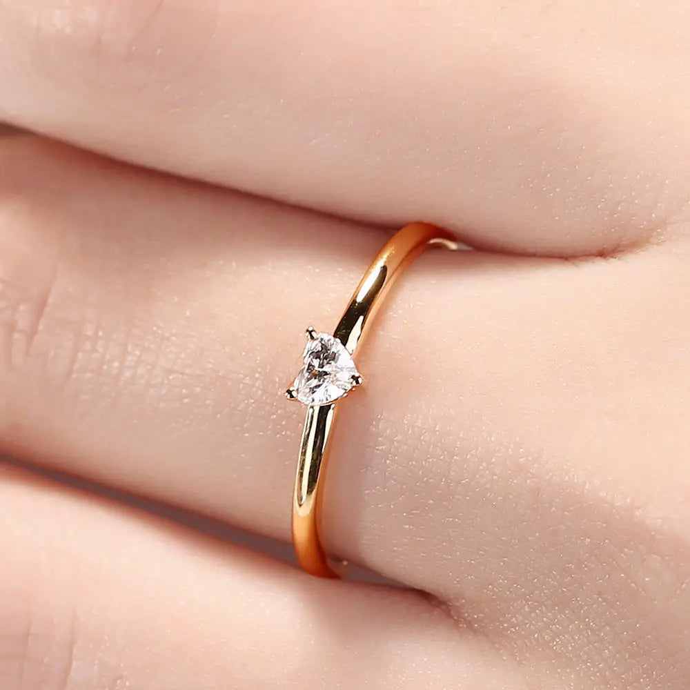 Ringe Für Frauen Kleine Herzförmige Gold Farbe Hochzeit Verlobung Dainty Ring Schmuck Zirkon Romantische Mode Schmuck KBR014-M