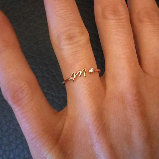 A-Z-Anfangsringe für Frauen, offen, verstellbar, Edelstahl, Ehering, 2025, Trend, Goldfarbe, Paar-Schmuck, Accessoires, Geschenk