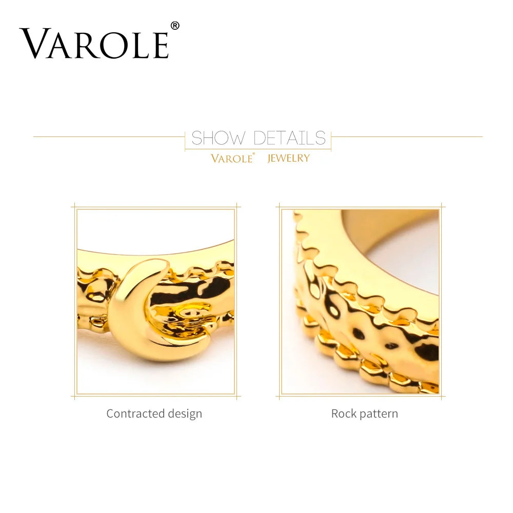 VAROLE Mond Ring Gold Farbe Dame Finger Ringe Für Frauen Minimalistischen Mode Schmuck Dropshipping Anillos Mujer