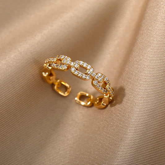 Klassische Zirkon Twist Kette Ringe Für Frauen Edelstahl Elegante Paar Ring Hochzeit Schmuck Geschenk Bijoux Femme Kostenloser Versand