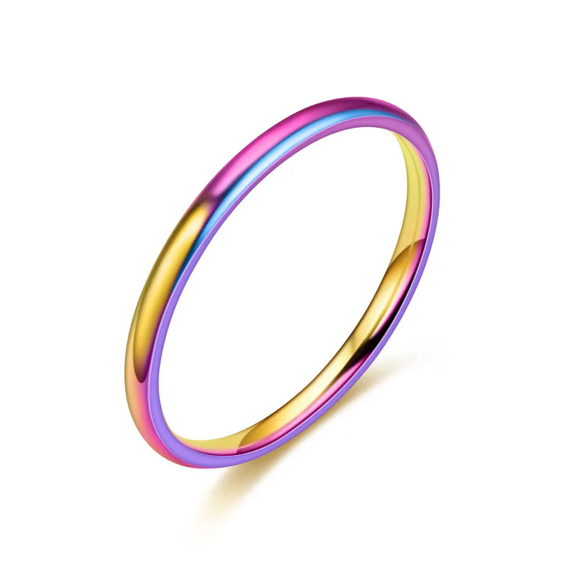 2 mm dünne Ringe für Männer, Frauen, Mädchen, massiver Edelstahl, minimalistischer Ring, eleganter Party-Schwanzring, Paarringe