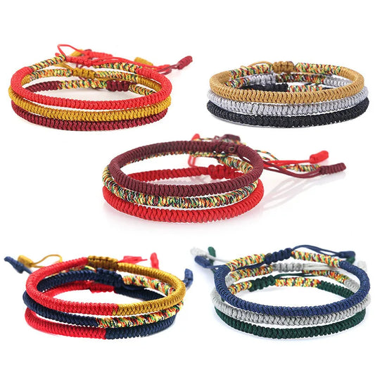 Mehrfarbiges Fadenarmband, tibetischer Buddhismus, Liebe, Glücksbringer, tibetische Armbänder und Armreifen für Damen und Herren, handgefertigtes Knotenseil