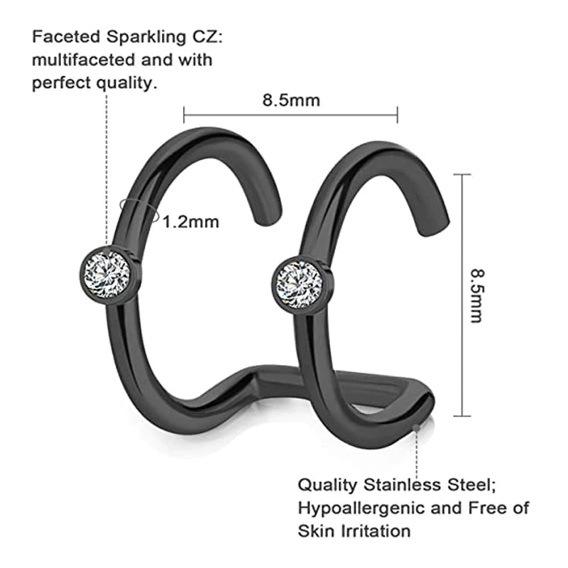 1 Stücke/15 Stücke Edelstahl Ohrstulpe Helix Knorpel Clip On Wrap Ohrringe Gefälschter Nasenring Nicht-Piercing Einstellbar Männer Frauen