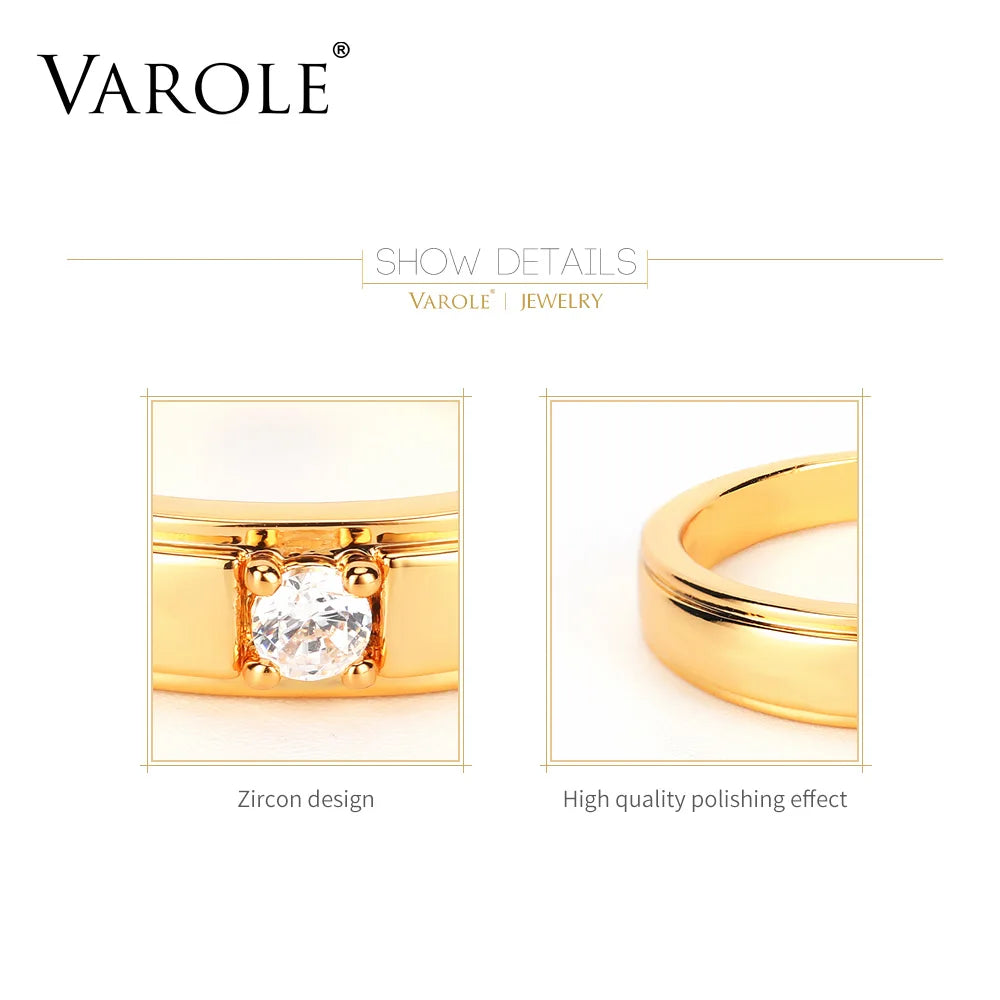 VAROLE Punk Ringe Für Frauen mit Großen CZ Gold Farbe Minimalistischen Ring Mode Schmuck Anillos Mujer Geschenke