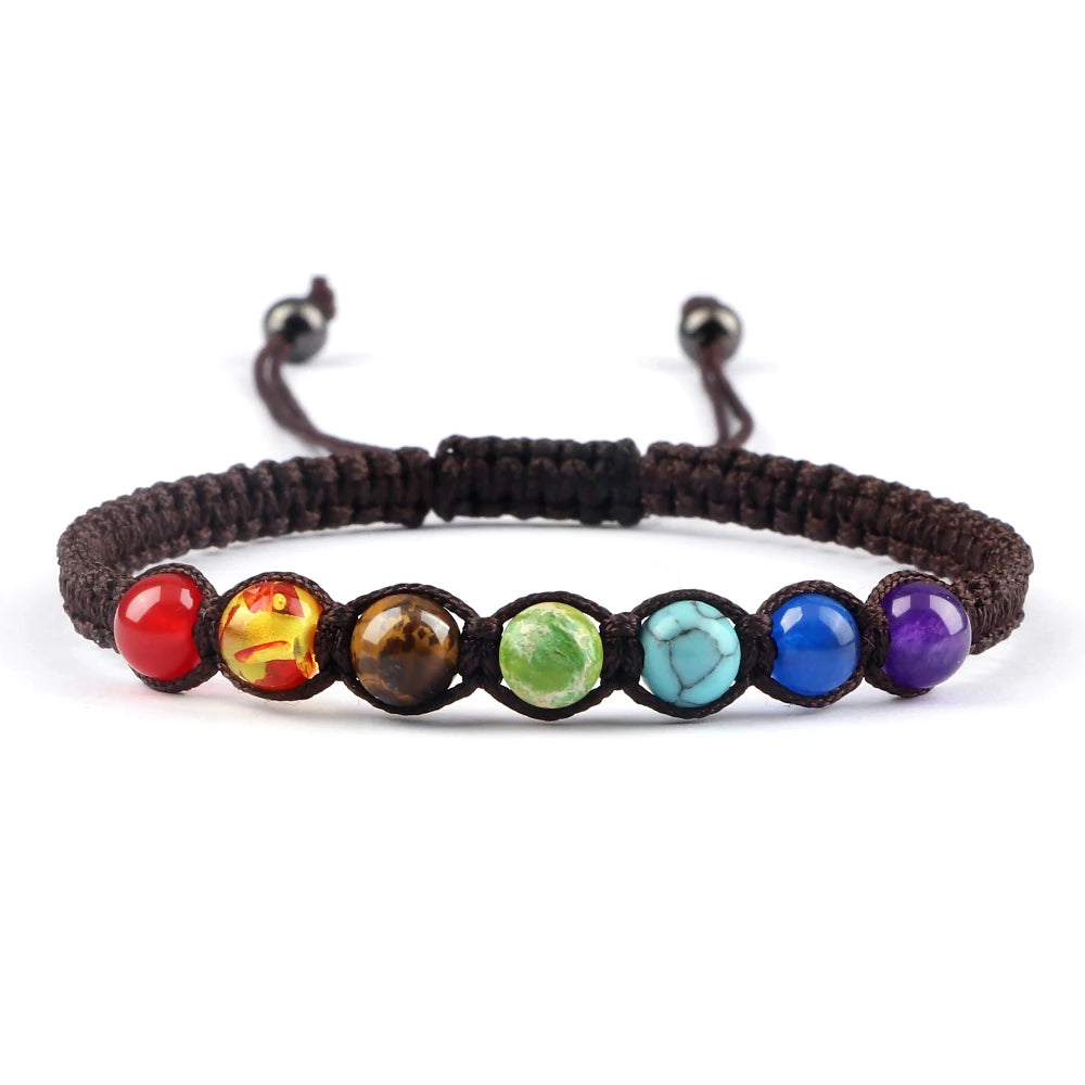 Handgewebtes 7-Chakra-Heilperlen-Armband für Männer, 6 mm, Naturstein, Gebetsarmbänder, Paare, modischer Armreif, Damen, Yoga, Schmuck, Geschenk