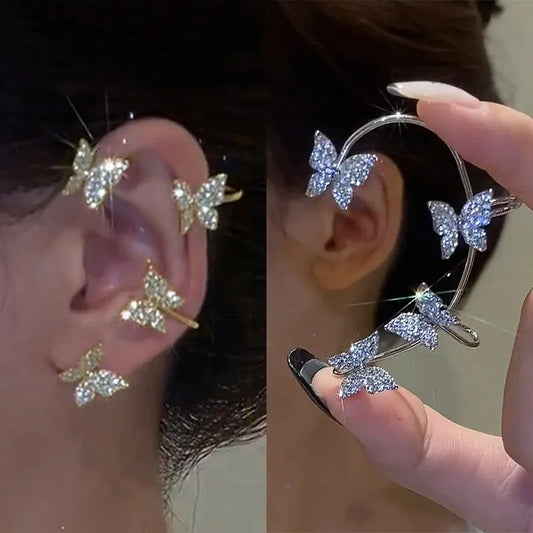 Koreanischen Stil Schmetterling Ohr Clips Ohne Piercing Für Frauen Funkelnden Zirkon Ohr Manschette Clip Ohrringe Hochzeit Schmuck Geschenke