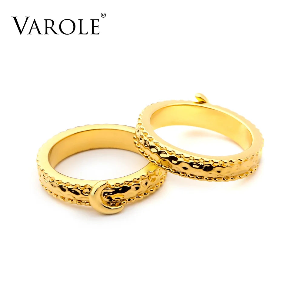 VAROLE Mond Ring Gold Farbe Dame Finger Ringe Für Frauen Minimalistischen Mode Schmuck Dropshipping Anillos Mujer