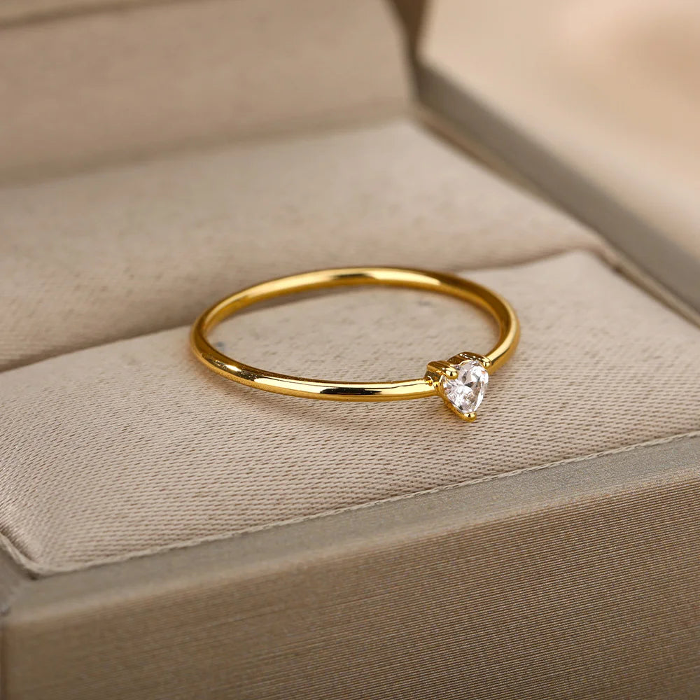 Zirkon Kleine Herz Ringe Für Frauen Minimalismus Herz Ring Edelstahl Finger Dainty Ring Valentinstag Geschenke Kostenloser Versand