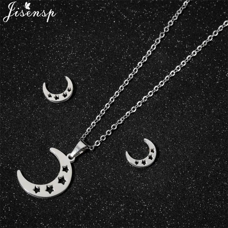 100% Tiny Star Edelstahl Anhänger Halsketten für Frauen Geburtstag Schmuck Einfache Crescent Moon Ohrringe Schmuck Dropshipping
