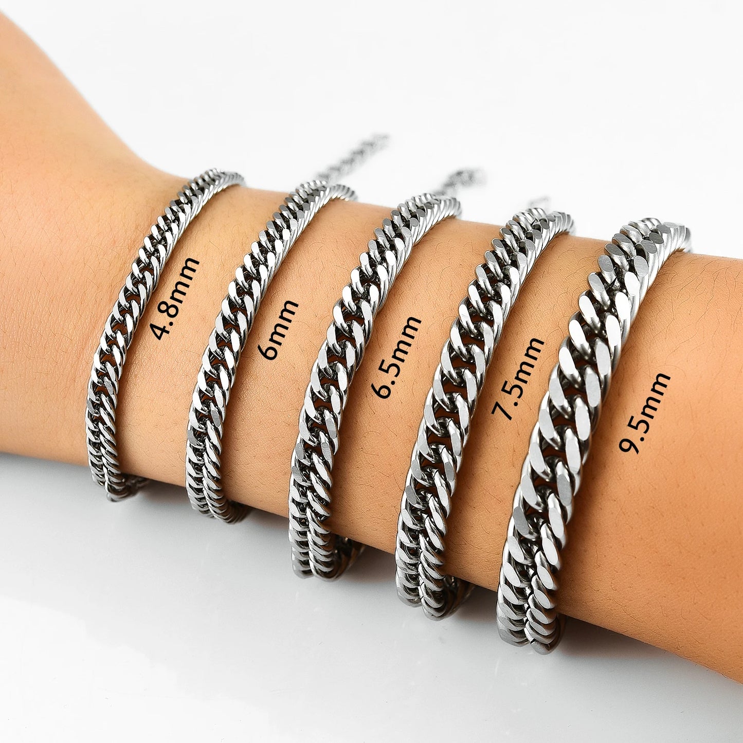 Herren Edelstahl Kubanische Panzerkette Link Armband für Punk Hiphop Junge Silber Farbe Armband Metall Schmuck Zubehör Geschenk