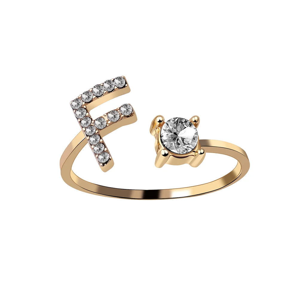 Mode 26 Initial Brief Ring Silber Farbe Persönlichkeit Finger Ringe Frauen Einfache Elegante Schmuck Freundschaft Geschenk Großhandel