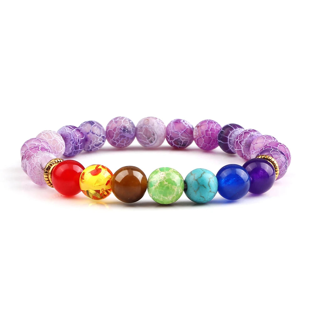 2 Stücke Naturstein 7 Chakra Heilung Perlen Einstellbare Geflochtene Armbänder Männer 8mm Lava Stretch-armband Frauen Reiki Buddha Schmuck