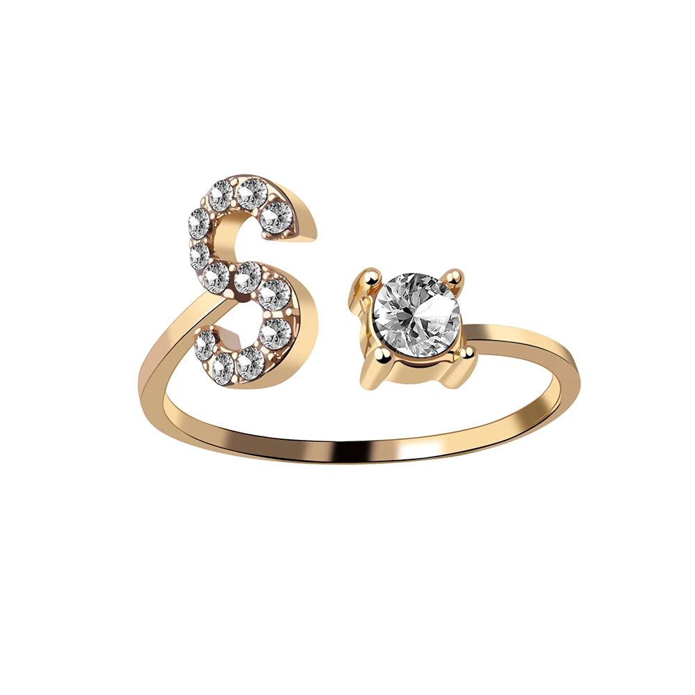 Mode 26 Initial Brief Ring Silber Farbe Persönlichkeit Finger Ringe Frauen Einfache Elegante Schmuck Freundschaft Geschenk Großhandel