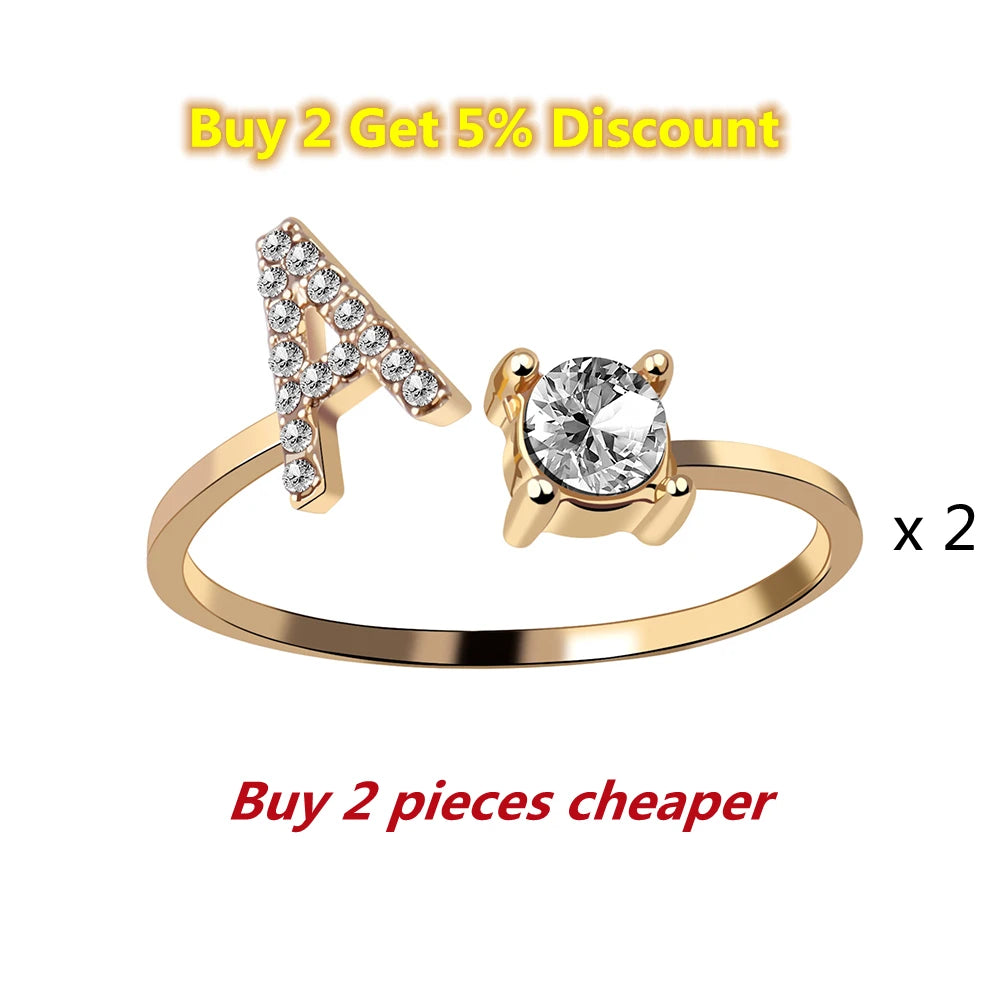 Mode 26 Initial Brief Ring Silber Farbe Persönlichkeit Finger Ringe Frauen Einfache Elegante Schmuck Freundschaft Geschenk Großhandel