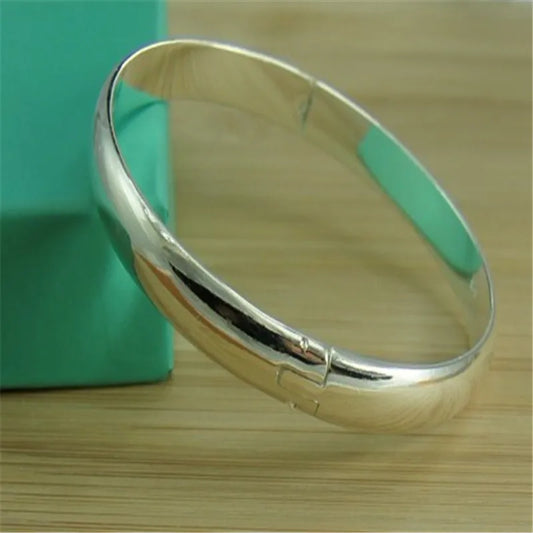 Neues Armband aus 925er-Sterlingsilber, schlicht, glänzend, offener Armreif, Modeschmuck, Geschenk