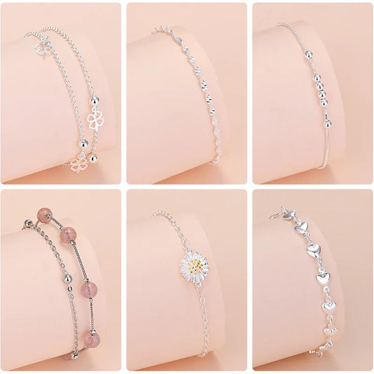 Charm-Armband aus 925er-Sterlingsilber mit Glücksperlen für Damen, Kette, runde Armreifen, modischer Luxus-Qualitätsschmuck, Weihnachtsaccessoires