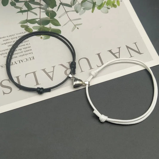 1 paar Zwei PCS Herz Magnetische Armband Stahl Anhänger Paar Armbänder für Liebhaber Freundschaft Armbänder Geflecht Seil Magnet Schmu