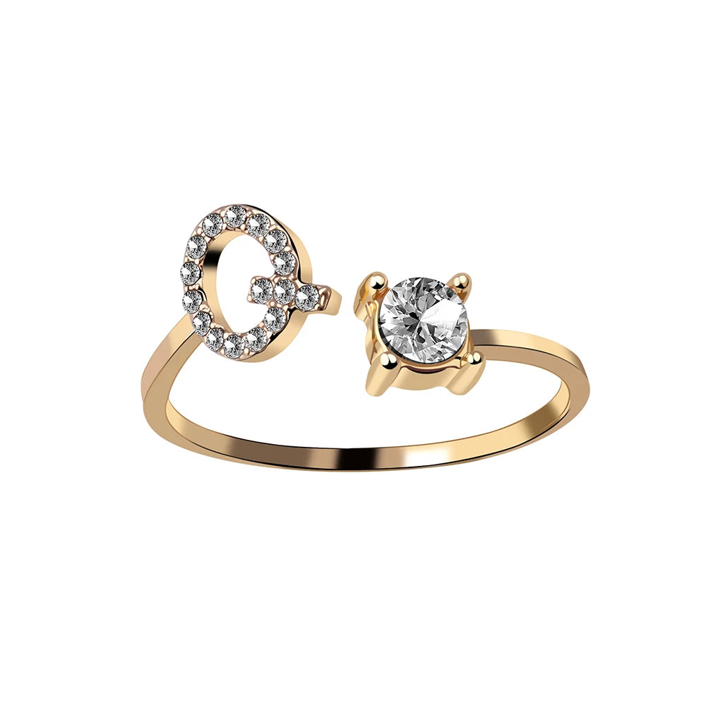 Mode 26 Initial Brief Ring Silber Farbe Persönlichkeit Finger Ringe Frauen Einfache Elegante Schmuck Freundschaft Geschenk Großhandel