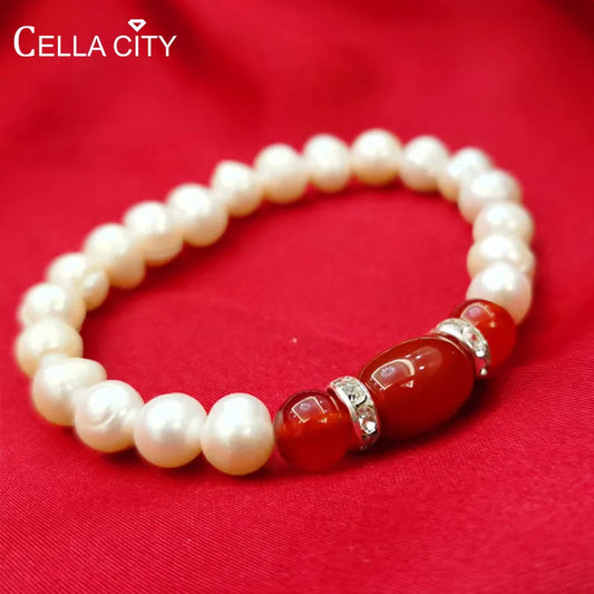 Cellacity achat Armband für Frauen Silber 925 Schmuck Edelsteine Natürliche Süßwasser Perle Weibliche Jahrestag Geschenk Großhandel