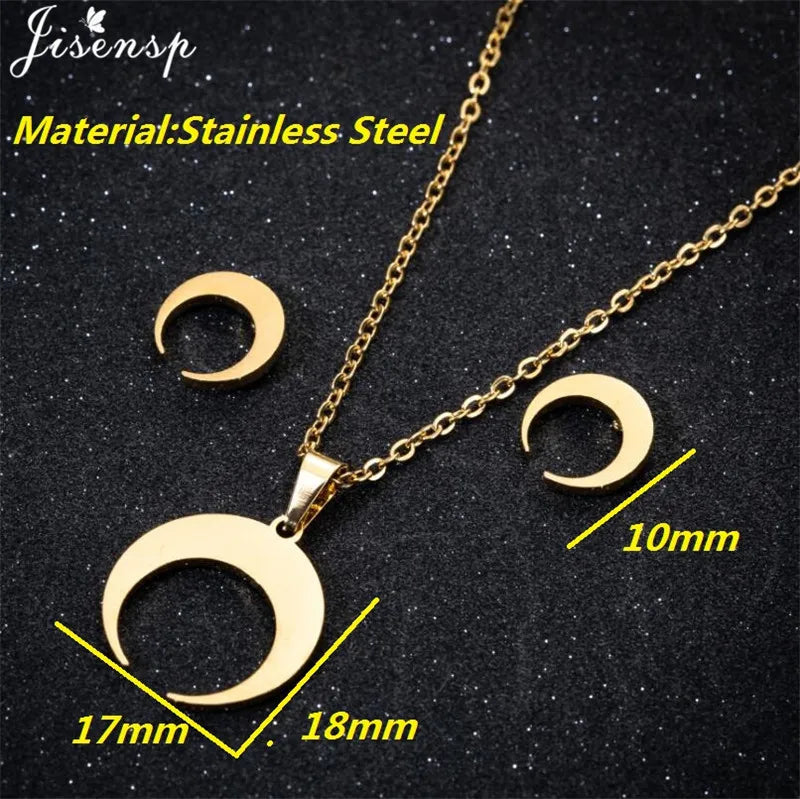 100% Tiny Star Edelstahl Anhänger Halsketten für Frauen Geburtstag Schmuck Einfache Crescent Moon Ohrringe Schmuck Dropshipping