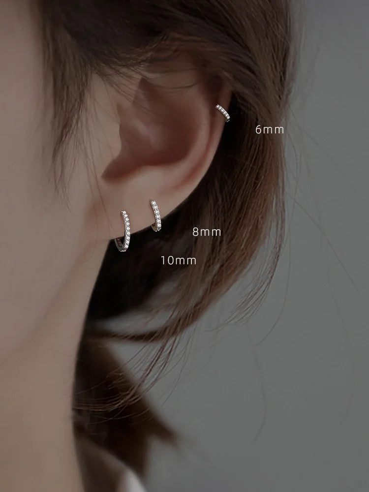 100 % echtes 925er Sterlingsilber, minimalistische böhmische runde Ohrschnalle für Frauen, Punk, Unisex, Rock-Creolen, Schmuckzubehör