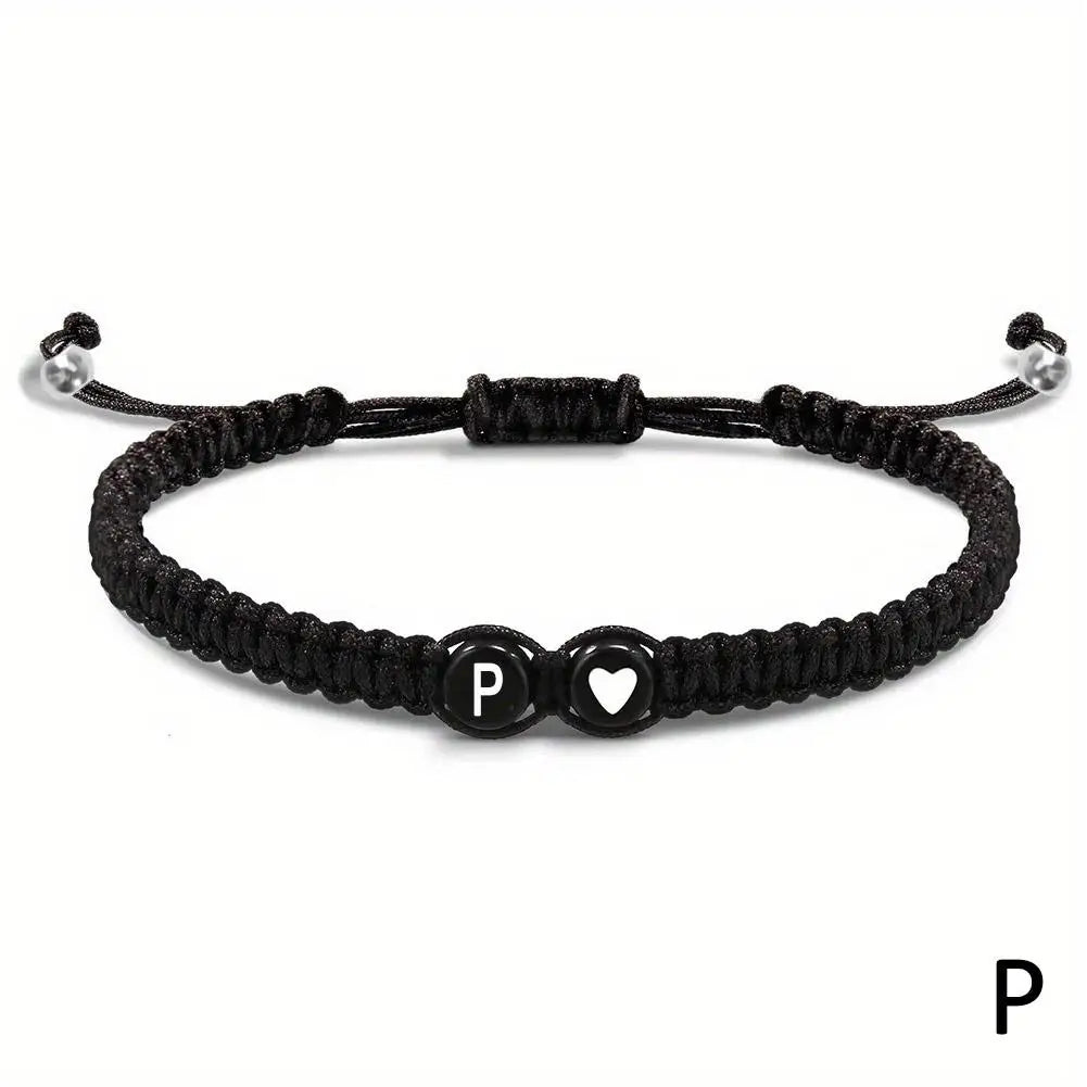 Buchstabe Initiale Herzschnur Armband Handseil gewebtes Armband Freundin Armband Paar Armband A-Z Name geflochtene Armbänder
