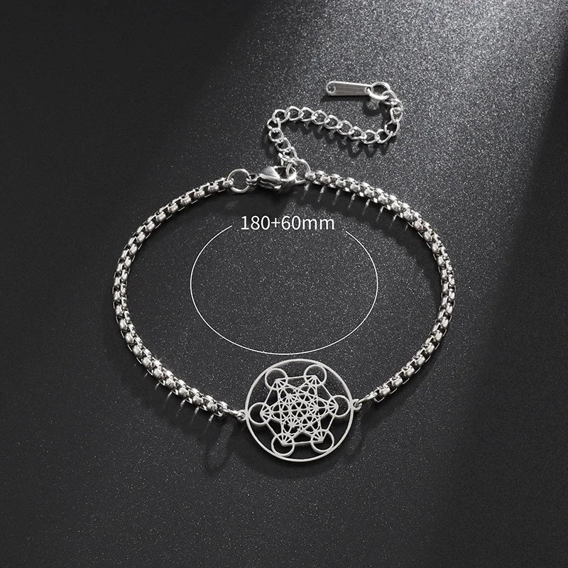 Metatron Würfel Armband Damen Edelstahl Erzengel Tag Armband Herrenmode Heilige Geometrie Amulett Schmuck Geschenk