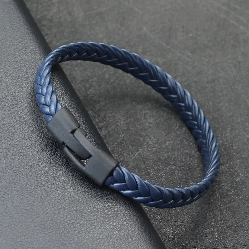 Noter Neue Männer Leder Armband Handgemachte Weaven Einfach Haken Punk Armband Homme Freizeit Zubehör Hiphop Rock Armband Pulseira
